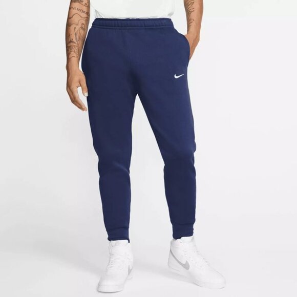 Nike Men's Fleece Joggers Sweatpants Tapered Leg in Navy Blue